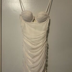 Under bust cut out White Ruched in Ivory